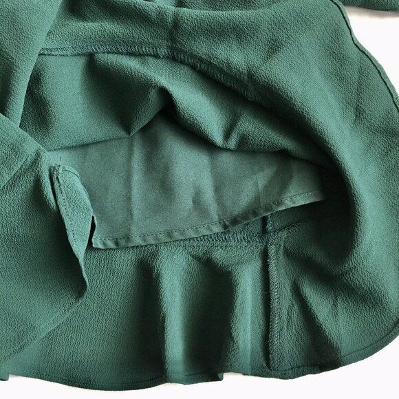 Gianni Bini Forest Green Long‎ Sleeve Ruffle Wrap Mini Dress - Size XS - Picture 8 of 12